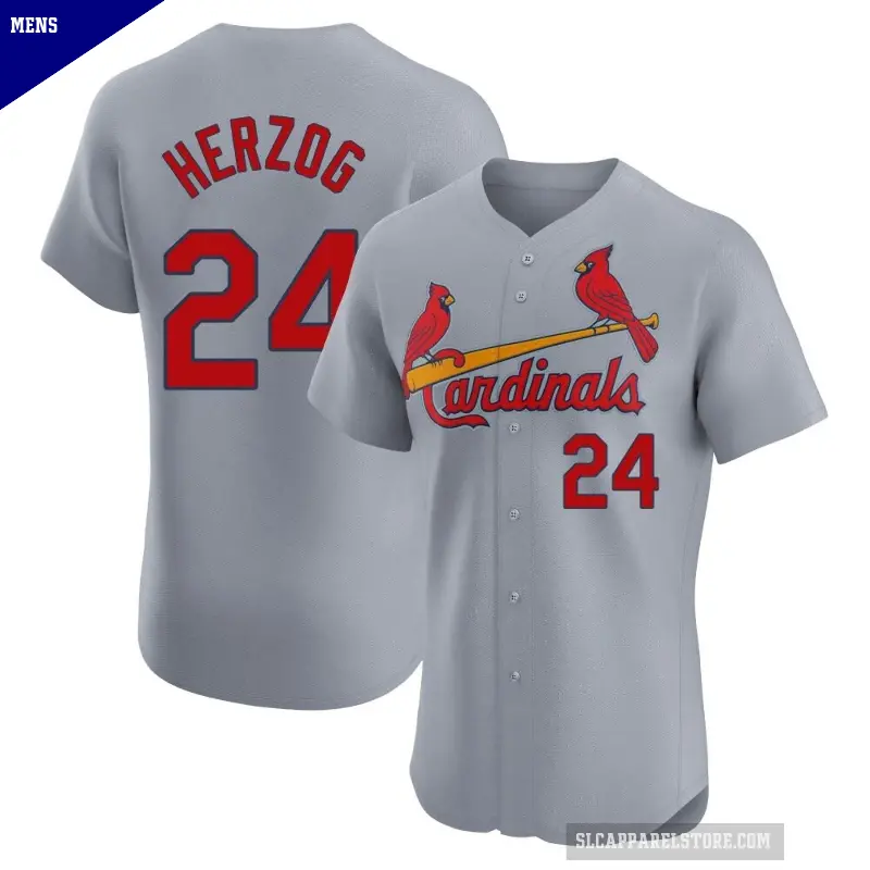Men's No.24 Whitey Herzog St. Louis Cardinals Gray Elite Road Jersey