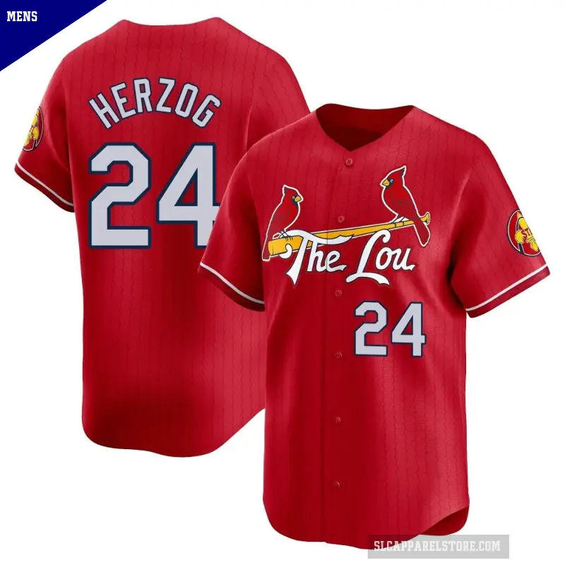 Men's No.24 Whitey Herzog St. Louis Cardinals Red Limited 2024 City Connect Jersey