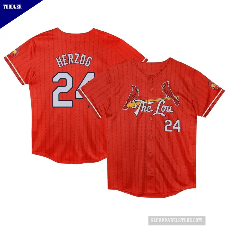 Toddler No.24 Whitey Herzog St. Louis Cardinals Red Limited Preschool 2024 City Connect Jersey