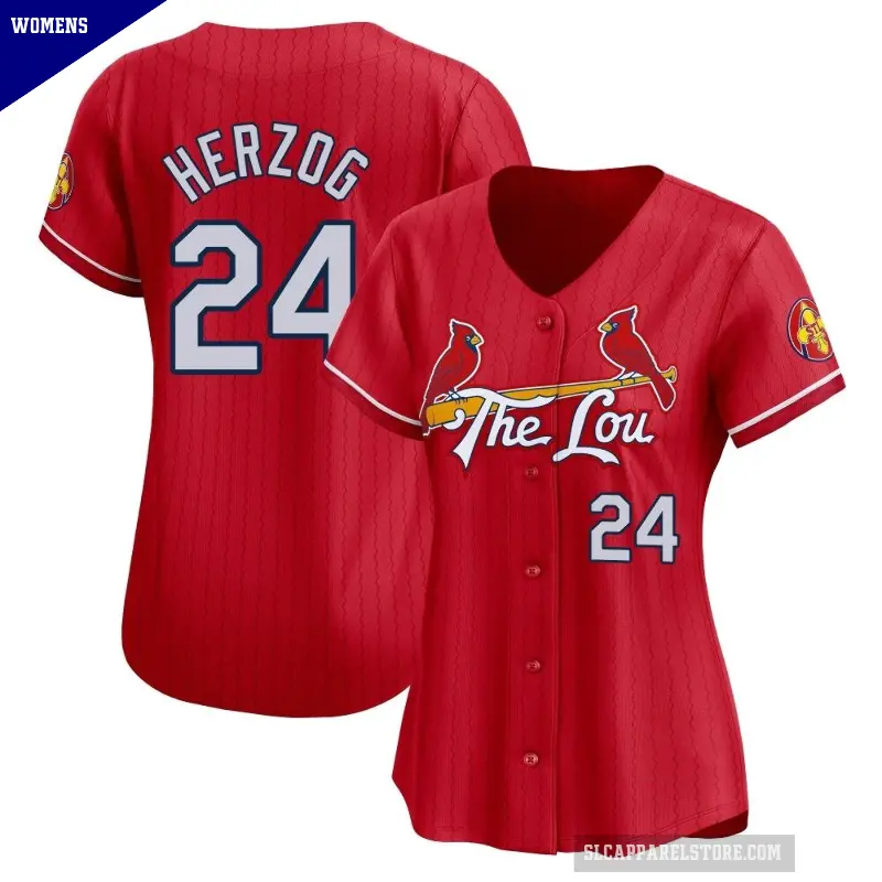 Women's No.24 Whitey Herzog St. Louis Cardinals Red Limited 2024 City Connect Jersey